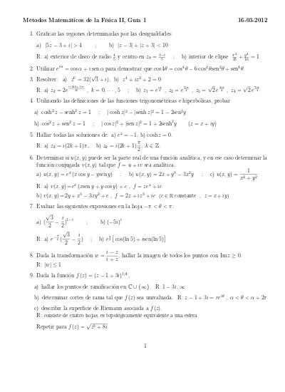 Métodos Matemáticos de la Física II Guía Utilizando las definiciones