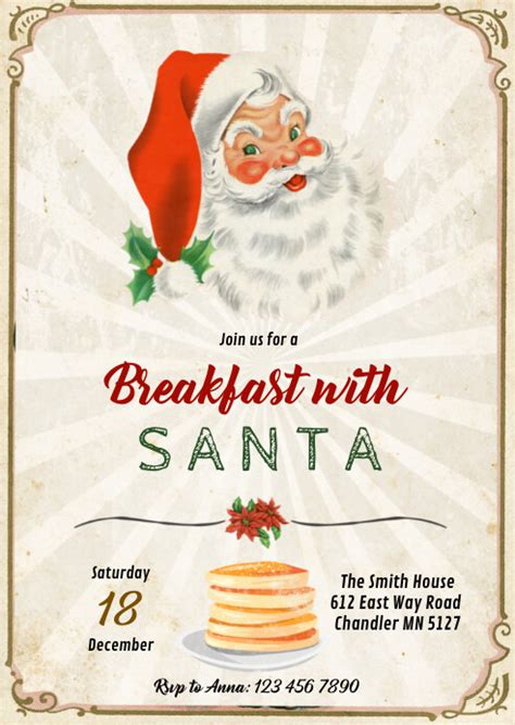 Christmas Breakfast With Santa Invitation Template Postermywall