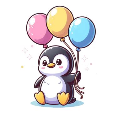 Cute Penguin Flying With Balloons Cartoon Cute Penguin Flying