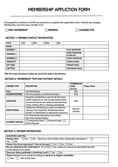 Free Membership Form Templates What To Include Examples