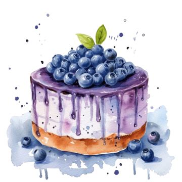 Watercolor Blueberry Cake Cake Dessert Bakery PNG Transparent Image