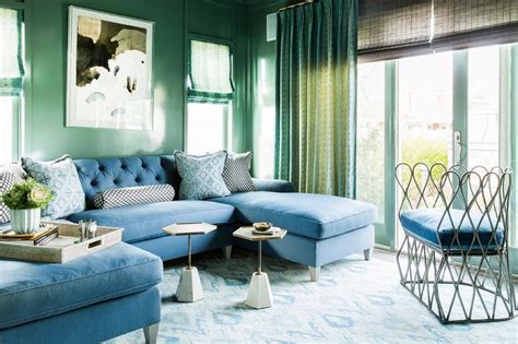 Blue Sofa Green Walls | Baci Living Room