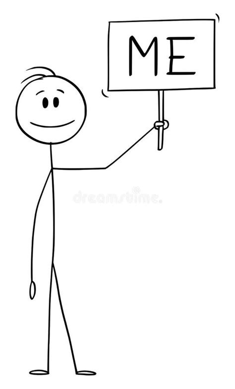 Vector Cartoon Illustration of Positive Smiling Man or Businessman Holding and Showing Me Sign ...