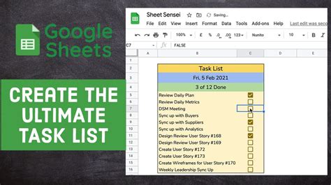 Google Sheets Task List Template