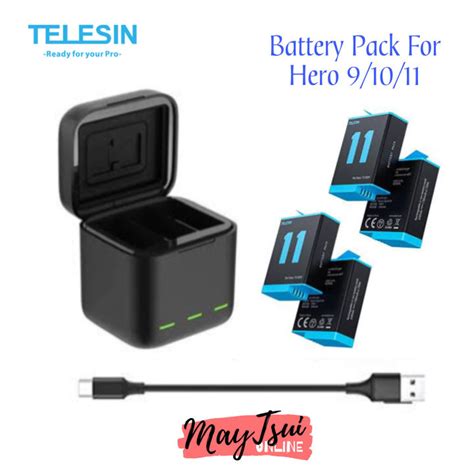 TELESIN Magnetic Triple Charger Battery Storage Charging Box With 2pcs