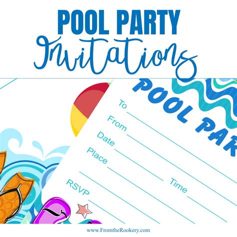 Blank Free Printable Pool Party Invitations Templates