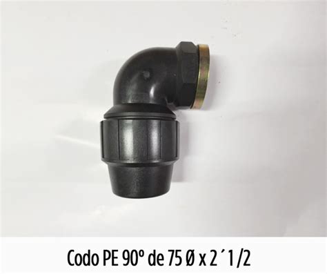 Codo PE Rosca Hembra de 90 x 1 ½ x 75 mm Hergadi