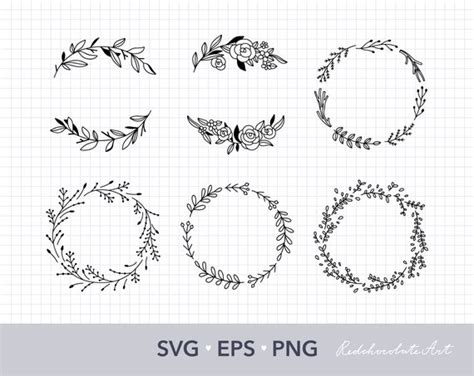 Floral Wreath SVG Wreath Clipart Botanical SVG Wedding - Etsy