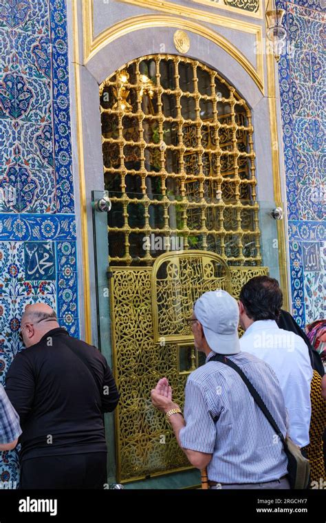 Istanbul Turkey Turkiye Eyup Sultan Mosque People Praying At The