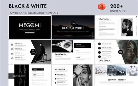 Megomi Black And White Powerpoint Template Masterbundles