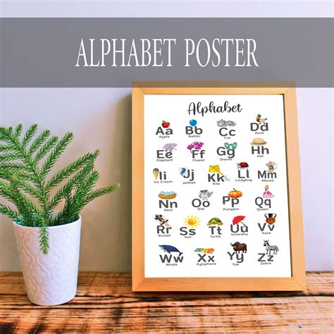 Alphabet Poster Educational Print for Kids Preschool - Etsy | Alphabet ...