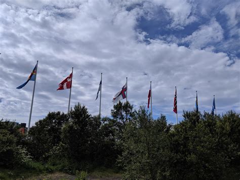 The flags of the Nordic countries. At the "Nordic house" in Iceland ...