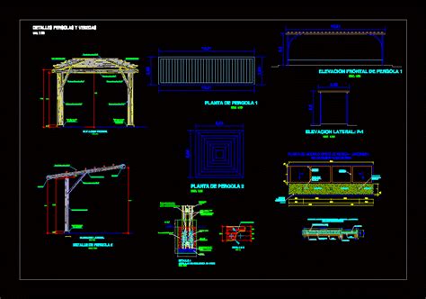 Wooden Pergola Details In Dwg 94241 Kb Cad Library