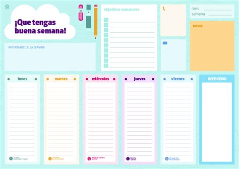 Organizador Semanal Aleteos Creativos Planner Printables Free Diy