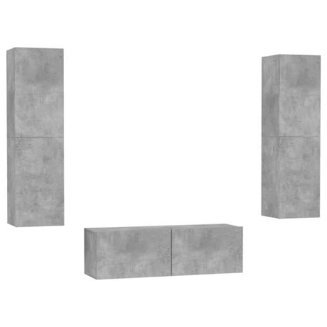 Viesurchoix Ensemble de meubles TV 3 pcs Gris béton Aggloméré AB3079079