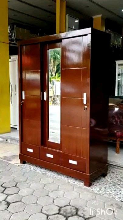 Lemari Pakaian Pintu Sliding Kayu Teack Trinityjayafurniture