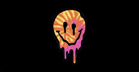 Pink And Orange Tie Dye Drippy Smiley Face Vsco Sticker TeePublic