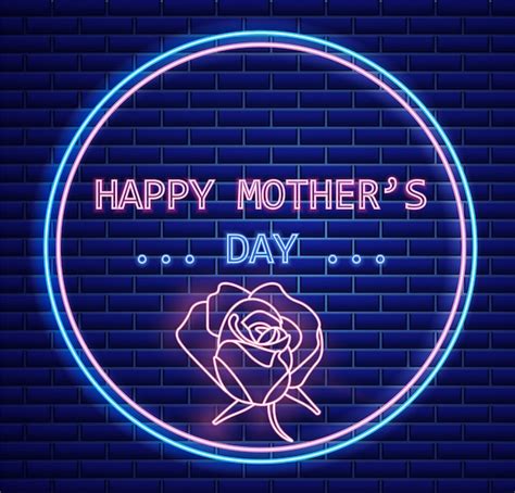 Premium Vector Happy Mother Day Neon Signs Style Text