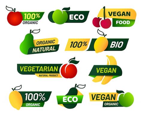 Vegan Mark Labels Fresh Vegetarian Products Eco Organic Food And Recommended Healthy Product