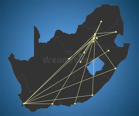 De Politieke Kaart Van Zuid Afrika Stadsnetwerk Vector Illustratie