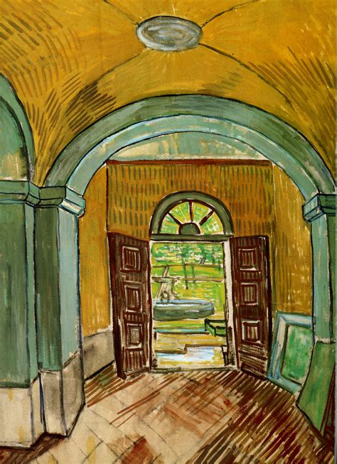 Van Gogh Le Vestibule De L Asile The Hall Of Asylum Craie Noire