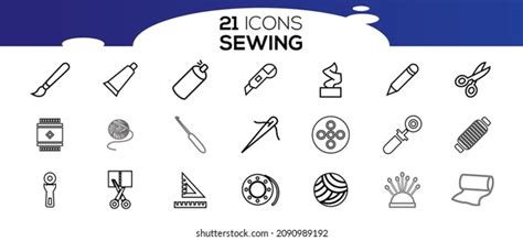 Sewing Related Icons Thin Vector Icon Stock Vector Royalty Free