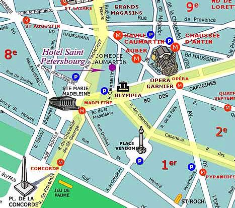 Hotel Saint Petersbourg Paris near the Garnier Opera Paris – how to get to our hotel: Plan, map ...