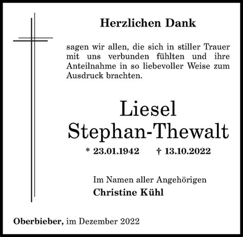 Traueranzeigen Von Liesel Stephan Thewalt Rz Trauer De