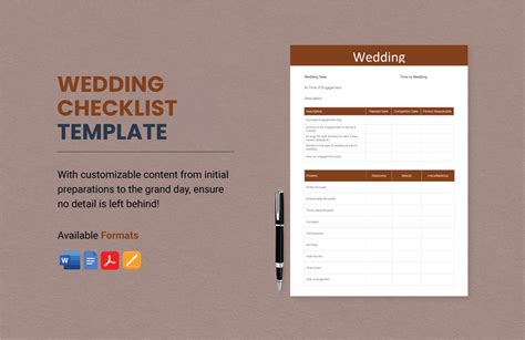 Free Wedding Checklist Templates Editable And Printable