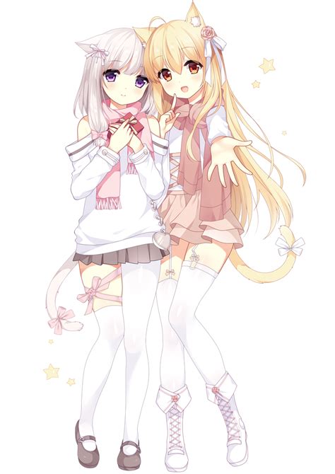 Safebooru 2girls Animal Ear Fluff Animal Ears Asymmetrical Legwear