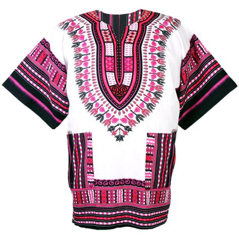 White And Pink African Dashiki Shirt Dashikikiss