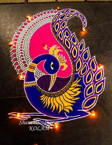 peacock kolam rangoli designs ideas  pongal