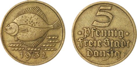 5 Pfennig 1932 Freie Stadt Danzig 1920 1939 VF EF MA Shops