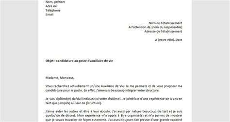 Auxiliaire de vie Métier Lettre de motivation