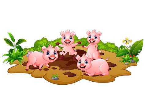 Happy Pig In The Mud Clipart World