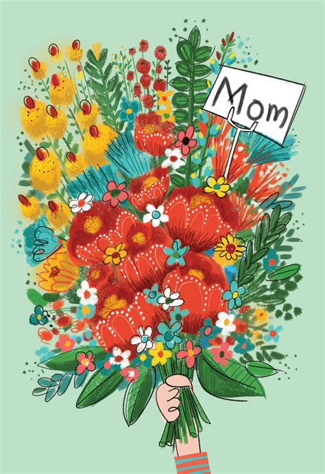 Bouquet Day Mothers Day Card Greetings Island