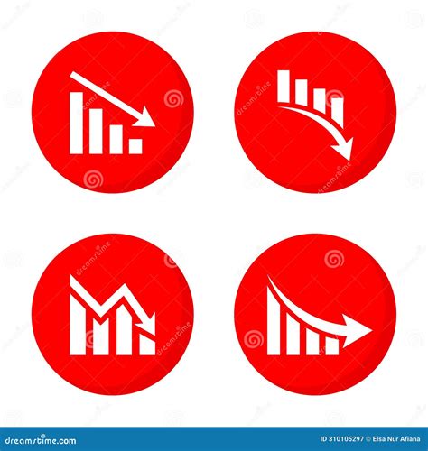 Decreasing Graph Icon Vector In Flat Style Market Crash Concept Stock