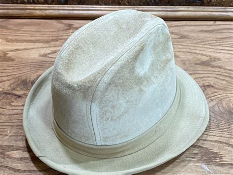 Mens Stetson Suede Leather Fedora Hat~ Size 7 14 Gem