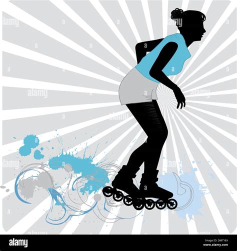 Vector Drawing A Girl On Roller Skates Stock Vector Image And Art Alamy