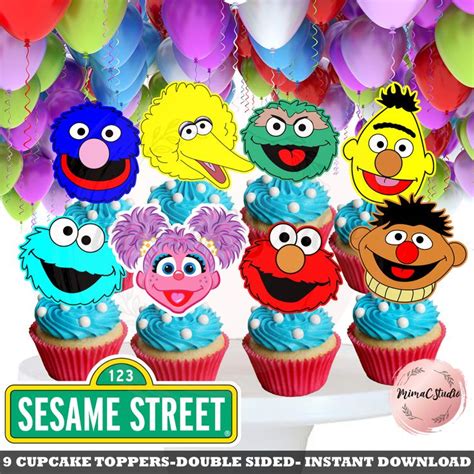 Sesame Street Cupcake Toppers Double Sided Digital Files Printable