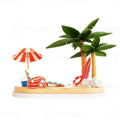 3d Summer Beach Illustration 10833703 Png