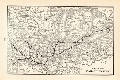 1914 Antique Wabash Railroad Map Vintage Wabash Railway Map Etsy