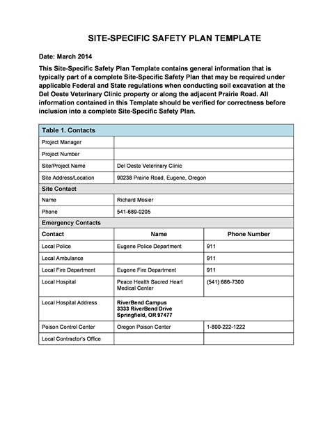 Life Safety Plan Template