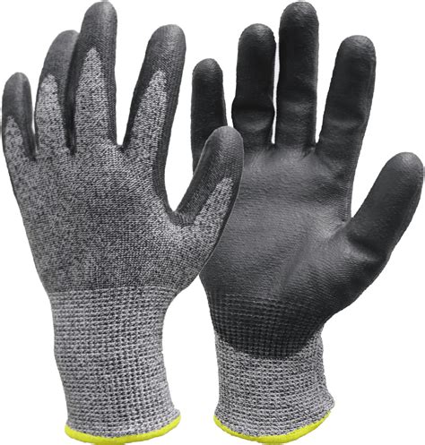 Hyper Tough Hppe Ansi A Anti Cut Pu Coated Work Gloves Full Fingers