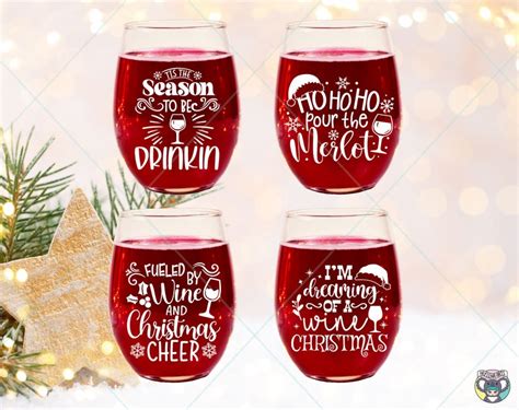 Christmas Wine Glass Svg Bundle Christmas Wine Svg Wine Svg Etsy