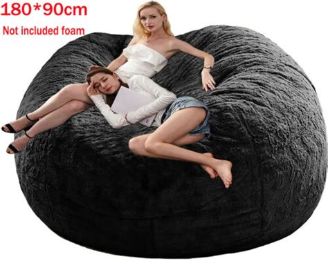 Microsuede 7ft Foam Giant Bean Bag Memory Living Room Chair Lazy Sofa Soft Cover Ebay