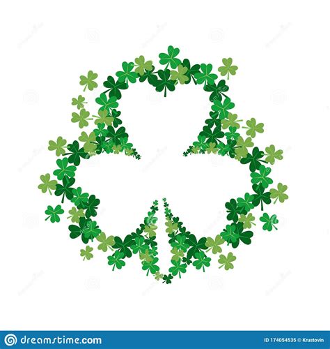 Shamrock Frame Made Of Bright Green Small Shamrocks Leaf Vector Stock