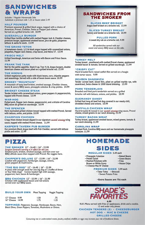 Menu — Coopers American Pub And Grill