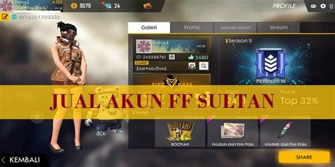 Jual Akun FF Sultan Dari Harga Murah Hingga Harga Mahal Gercepway