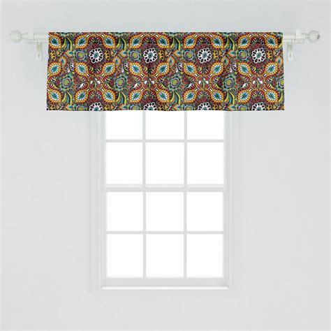 Ambesonne Traditional Window Valance Folk Funky Pattern With Eastern